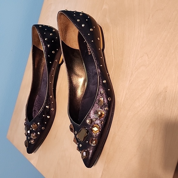 MARCIANO brown leather crystal decorated flat shoes - Picture 8 of 8